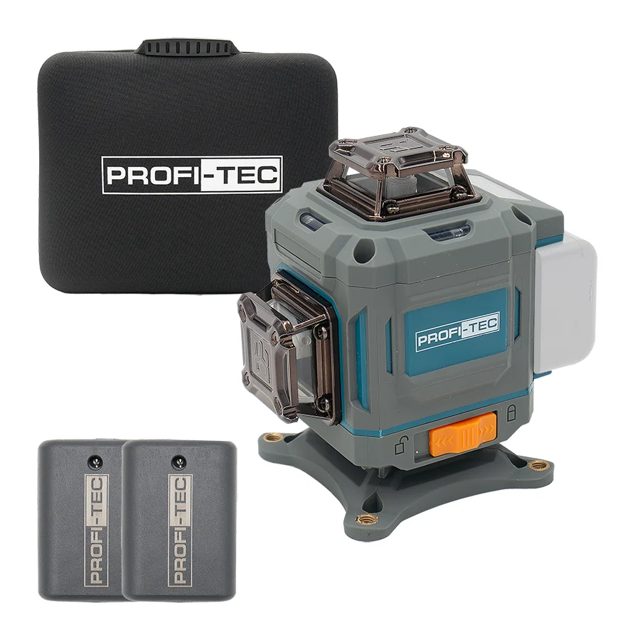 Лазерний нівелір PROFI-TEC PGL 4D 1640 40 м 16 зелених ліній з двома акумуляторами та кейсом (PH01258)