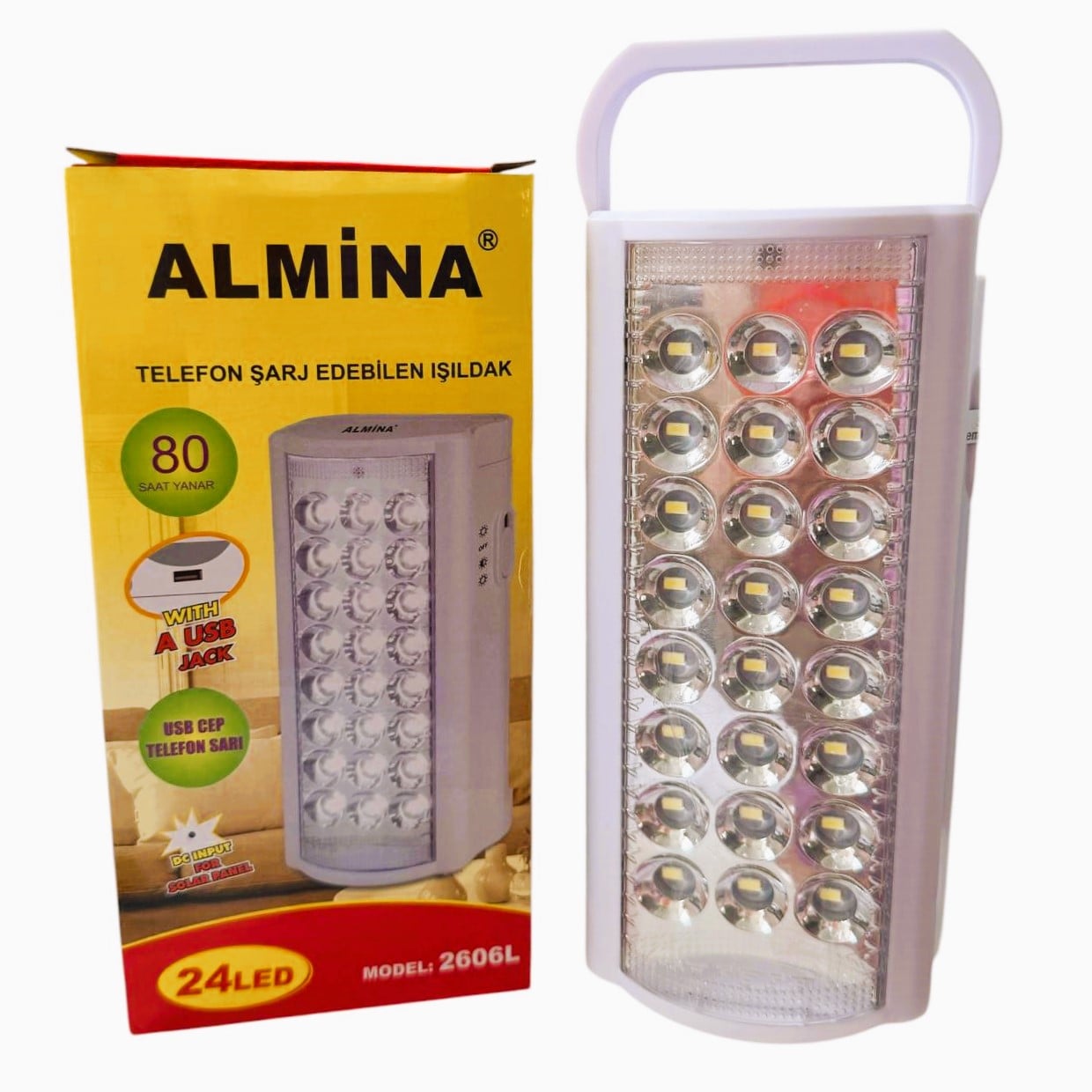 Фонарь переносной Almina 2606 24 LED с повербанком 6V 4 Ah 20H Белый (16981125636)