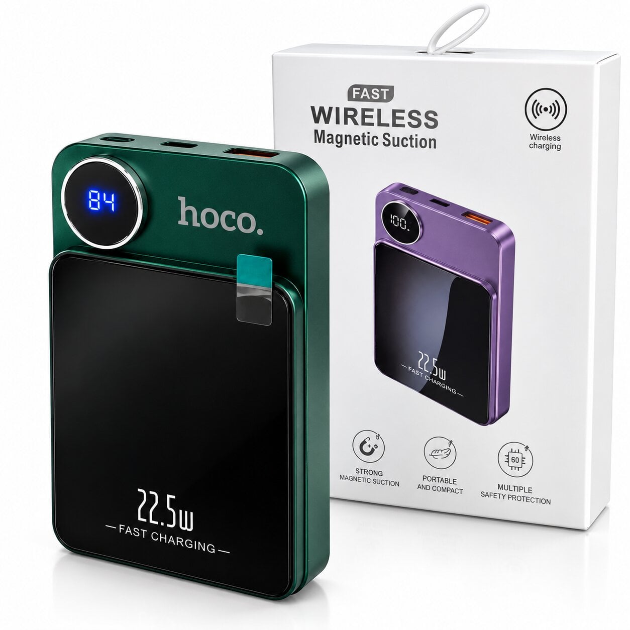 Повербанк магнитный Hoco Y211 MagSafe 10Ah 22,5W с беспроводной зарядкой 15W