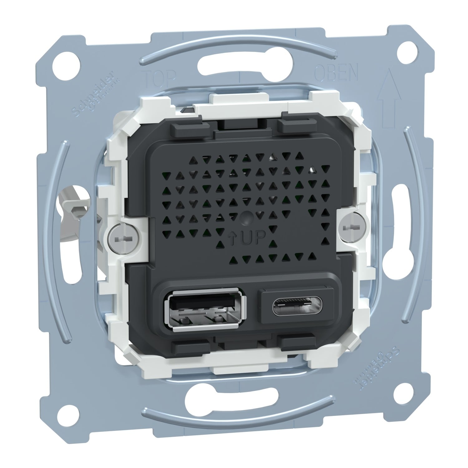 Механізм подвійної USB-розетки Schneider Electric Merten A+C 2,4 A (MTN4366-0110) Механізм подвійної USB-розетки Schneider Electric Merten A+C 2,4 A (MTN4366-0110)
