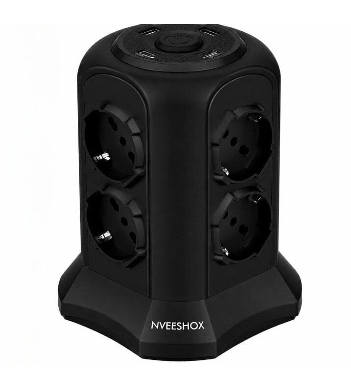 Сетевой фильтр-удлинитель NVEESHOX вертикальный 8 розеток Schuko 4 USB/2 USB-C и 2 USB-A 4000 Вт (3108462803)