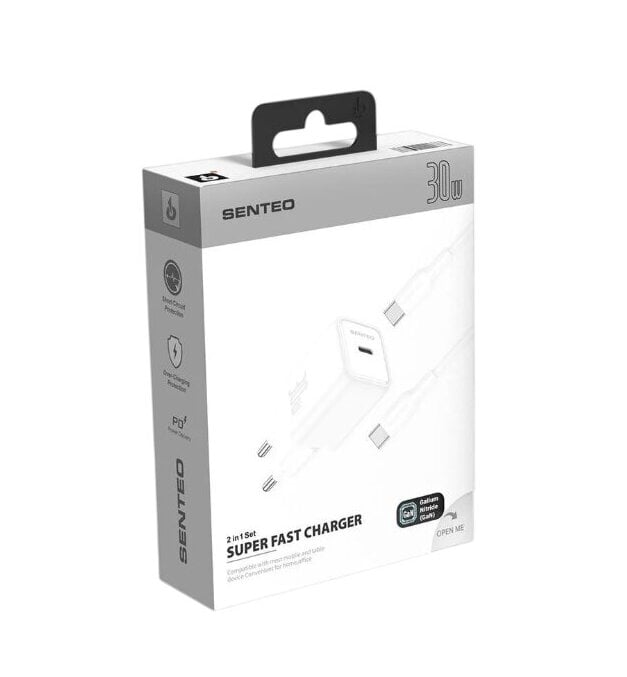 Сетевое зарядное устройство для Senteo Z-16c USB-C PD30W Type-C/Type-C CE сертификат Белый (925192)