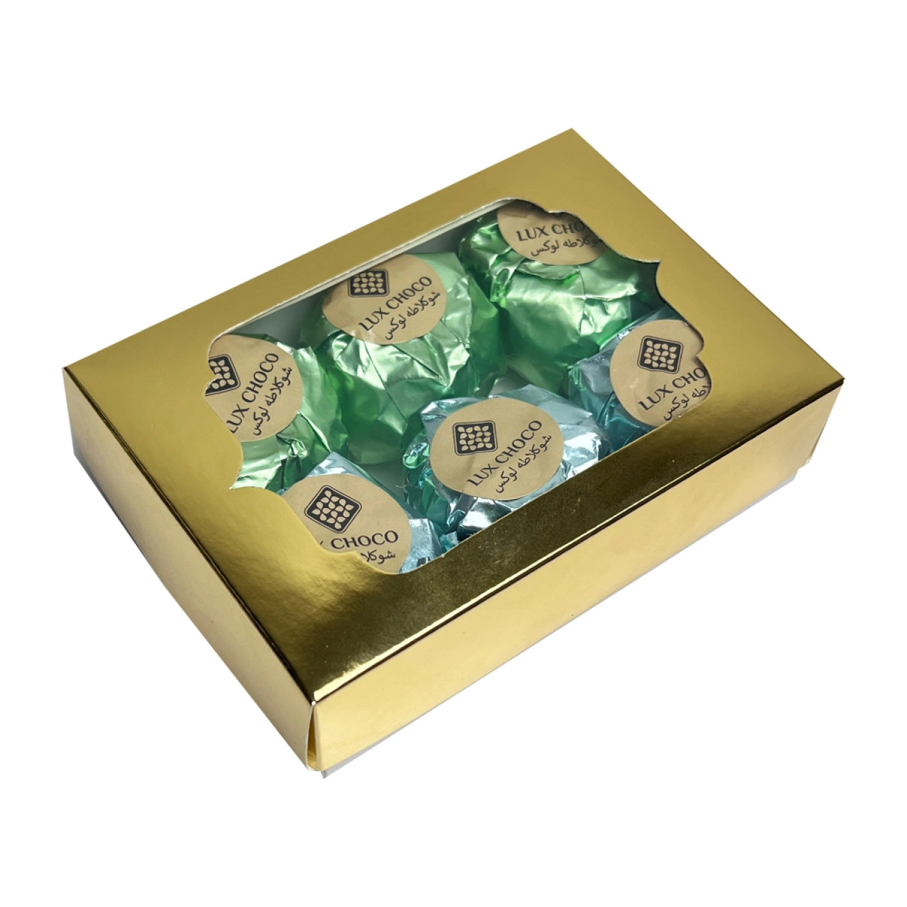 Мікс дубайських цукерок LUX CHOCO 250 г з пеканом і фісташкою у подарунковій коробці Блакитний/Зелений (38858892)