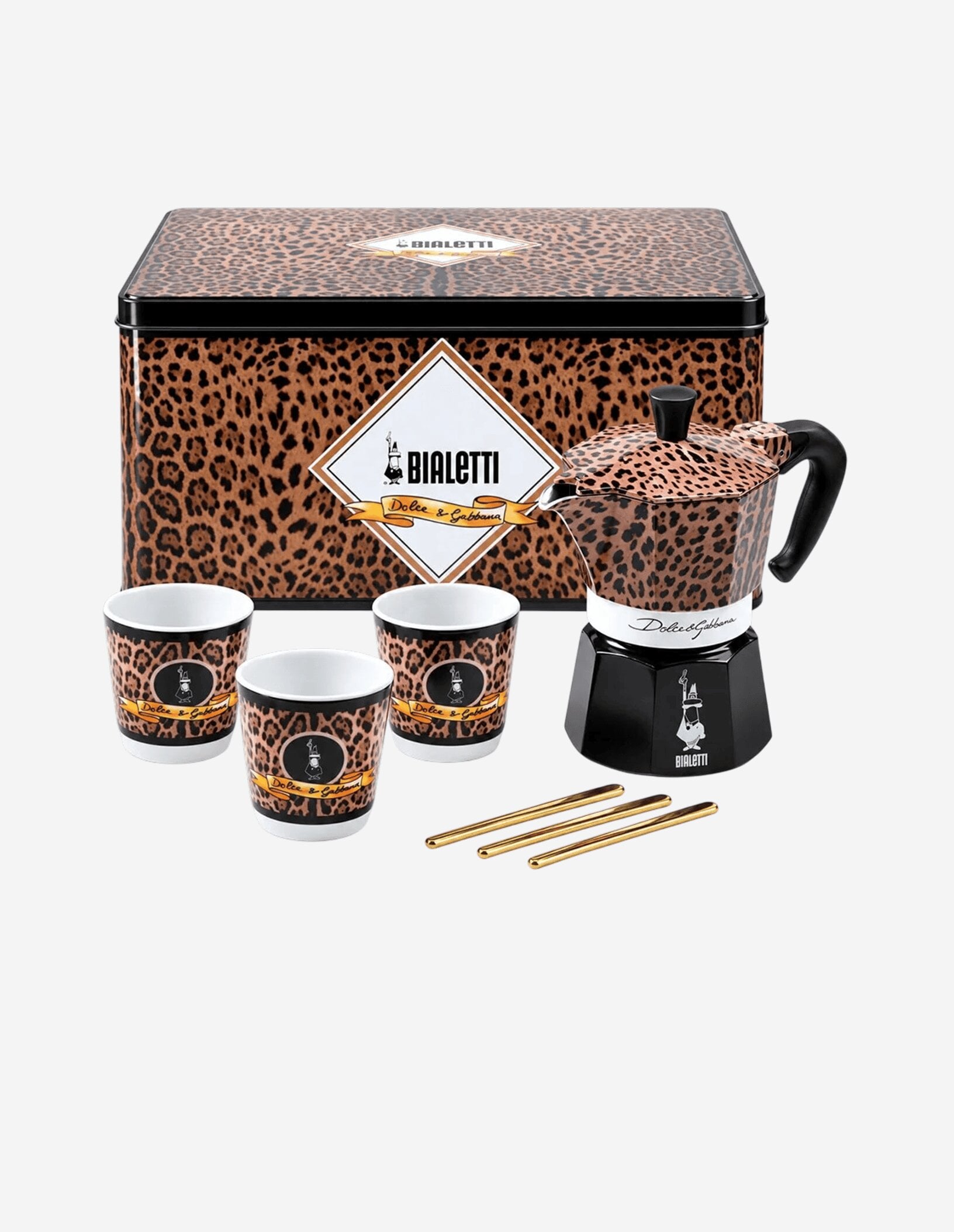 Набор для кофе Bialetti SET Moka Express 3 TAZZE +3 Bicchierini+ Palettine D&G Leopardo (0005556)