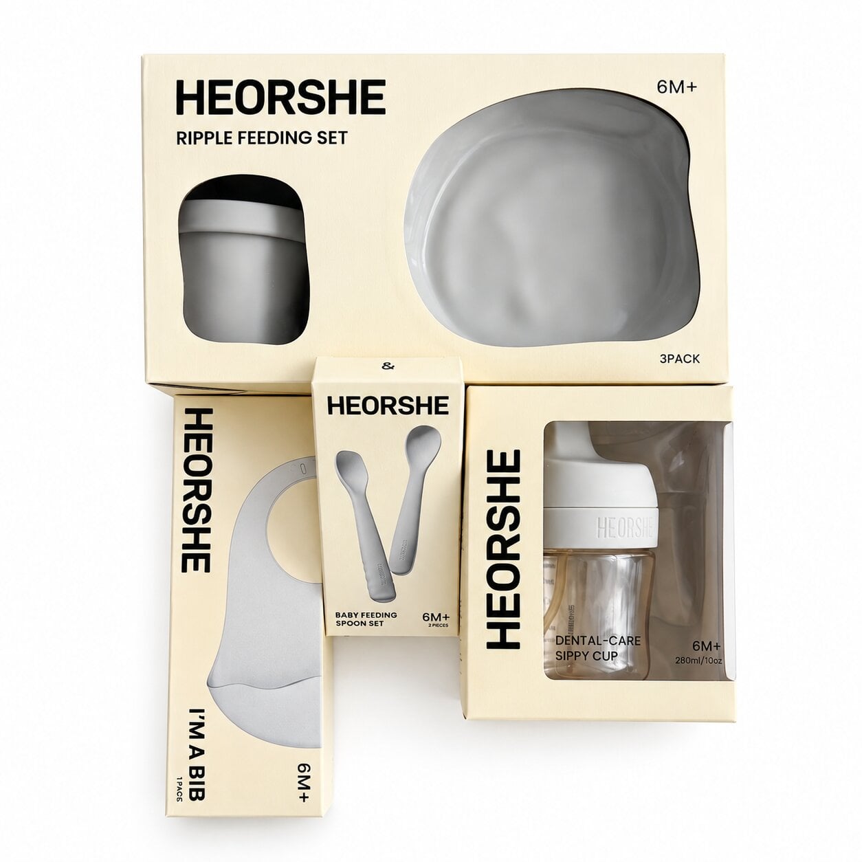 Набор для кормления HEORSHE Ripple Gray с аксессуарами