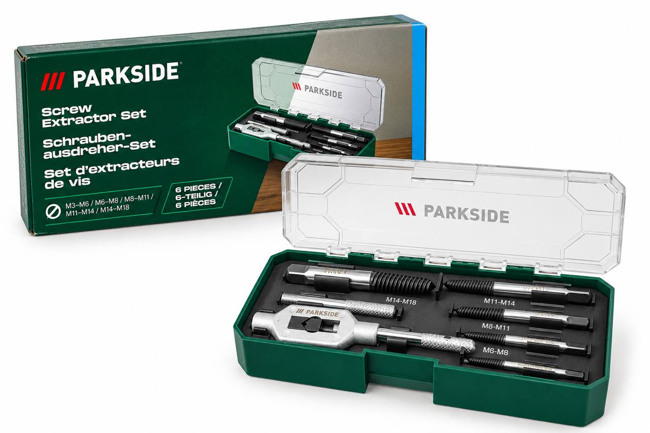 Набор экстракторов для сломанных и поврежденных винтов и болтов PARKSIDE HG12640 6 предметов M3-M18 в кейсе (PK-HG12640)