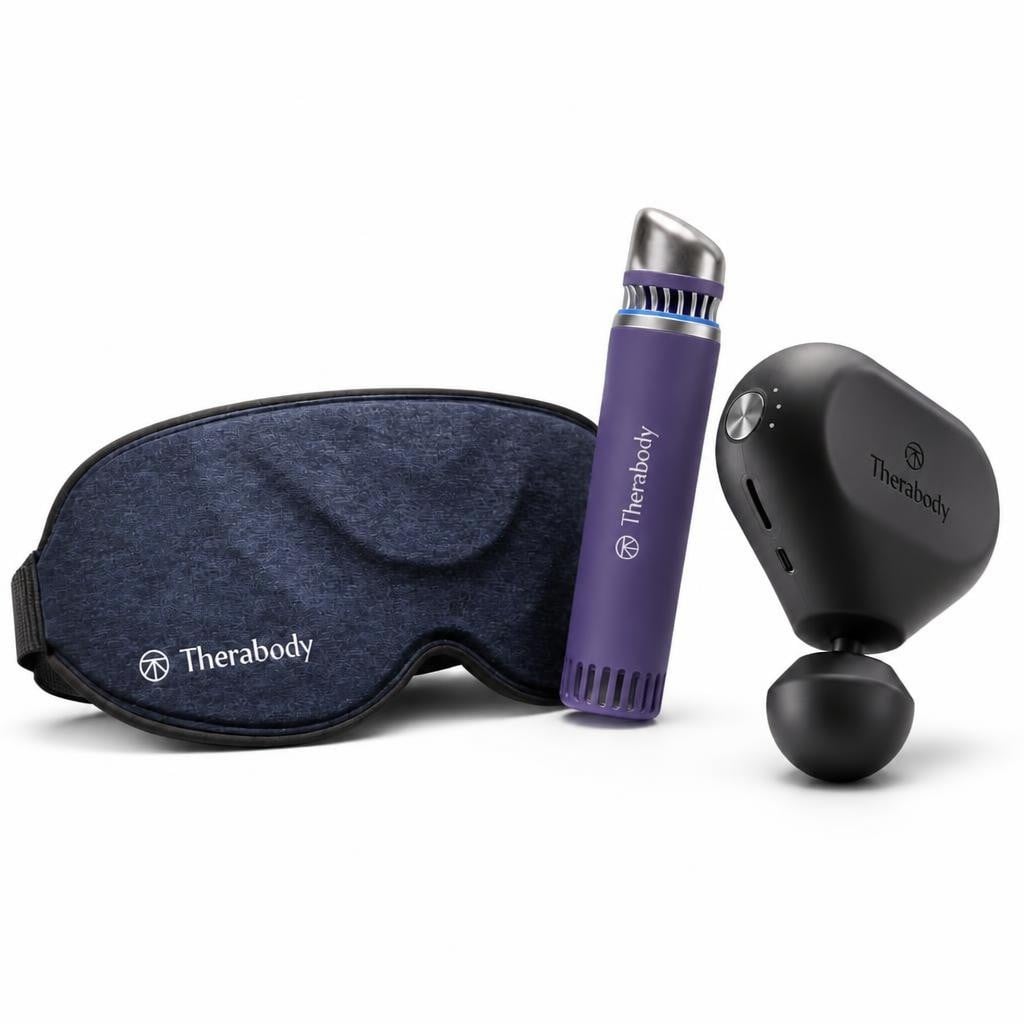 Набір масажер для обличчя Depuffing Wand/масажер Theragun Mini 3.0/маска SleepMask Чорний/Фіолетовий (TG0004128-TF0004132-SM0004081)