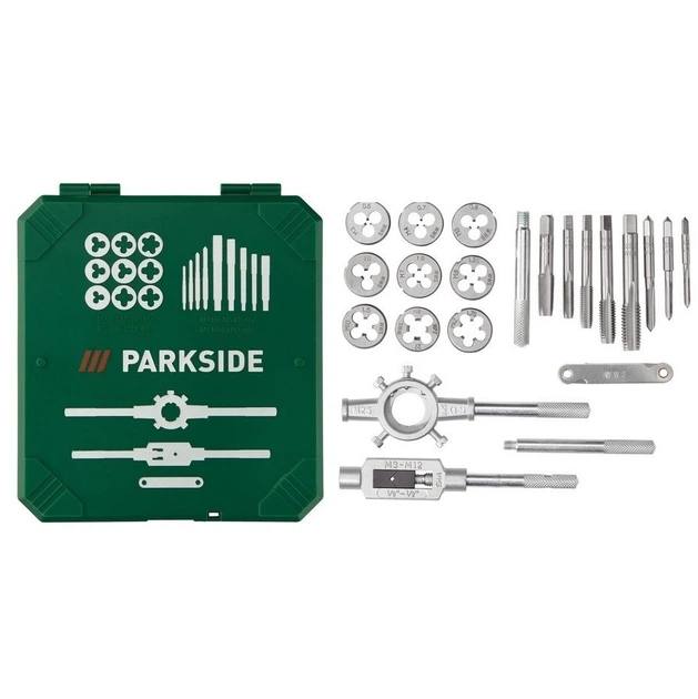 Набор метчиков и плашек PARKSIDE для нарезки внутренней и наружной резьбы M3-M12 21 предмет в кейсе (PS-494652-21)
