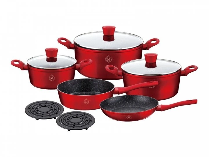 Набор посуды Meisterklasse Rosso Touch Line MK-1015 с антипригарным покрытием 10 предметов Красный (PH01160)