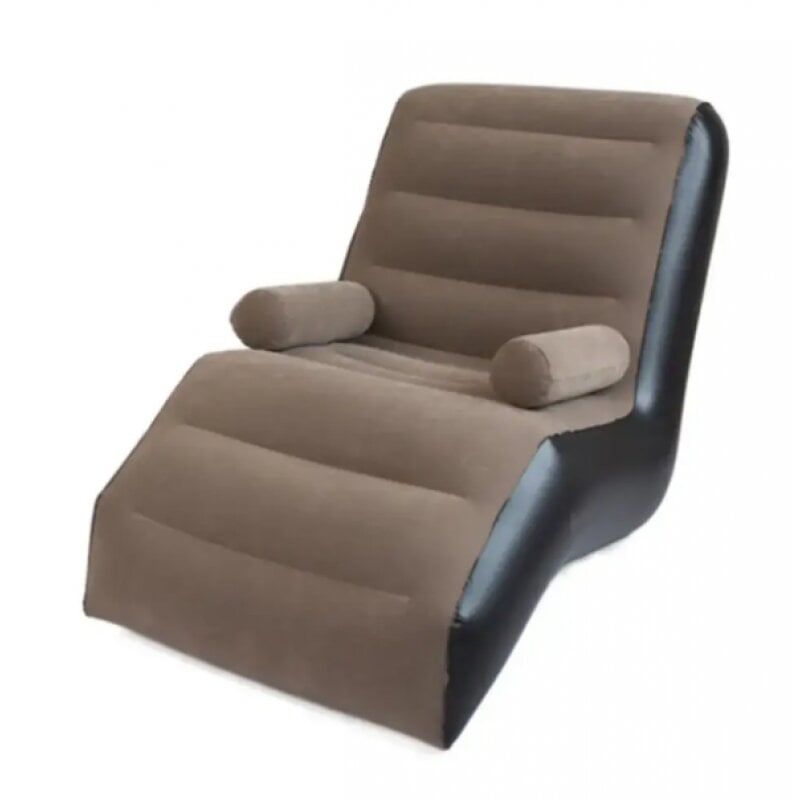 Надувний диван-крісло Inflatable Sofa 80х140х85 см із вбудованим насосом Коричневий/Чорний (PH01032)