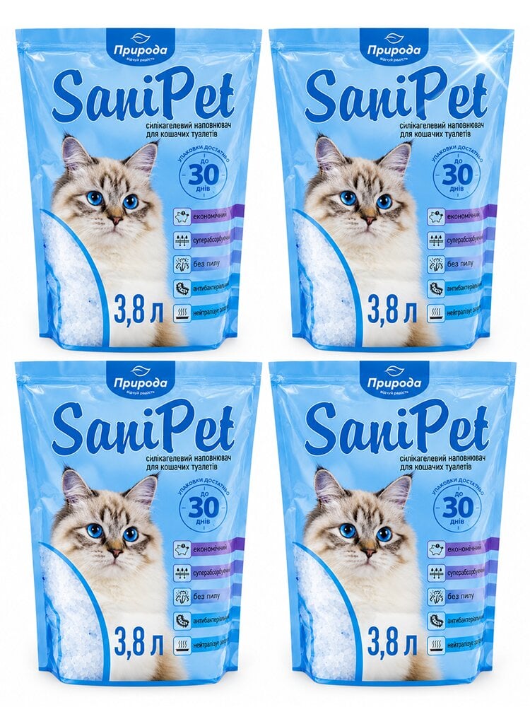 Наполнитель для котовSani Pet силикагелевый 3,8 л 4 шт. (337990279)