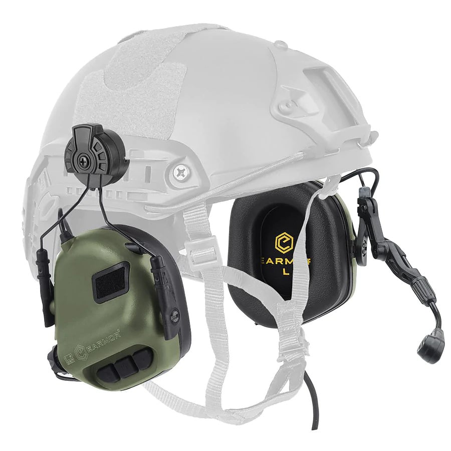 Наушники активные Earmor M32H с крепежом под каску и микрофоном Олива (3599175)