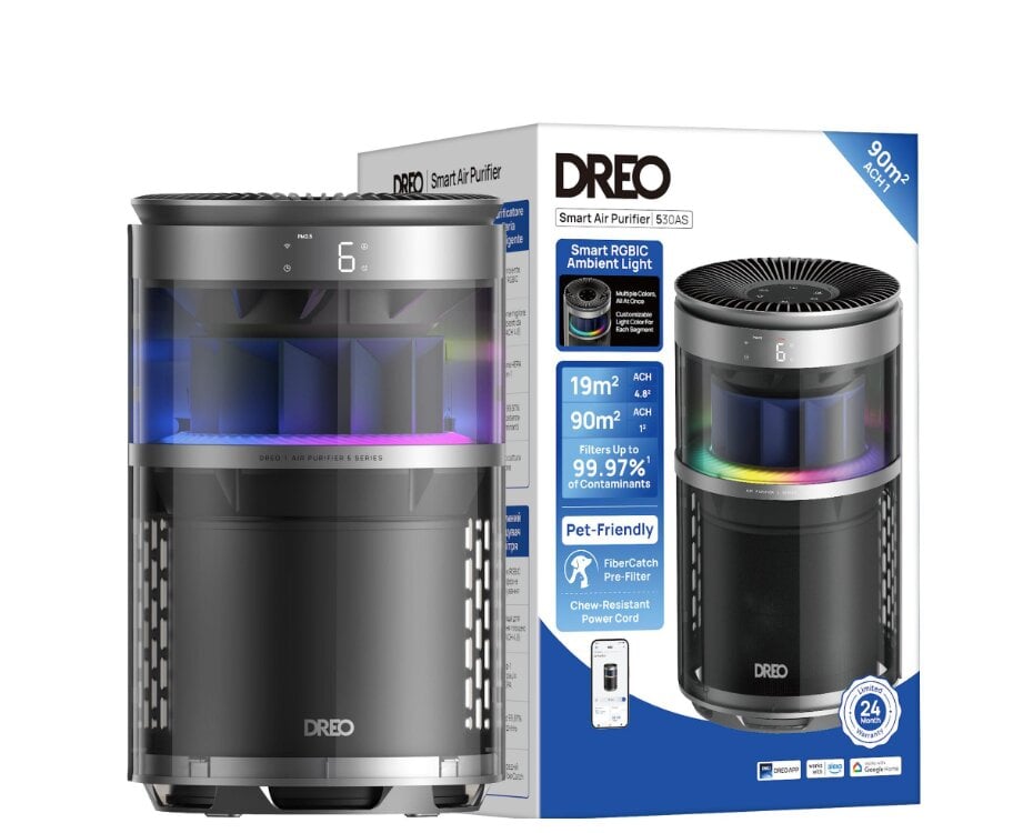 Воздухоочиститель Dreo 530AS Smart Wi-Fi 221 м3/час True HEPA 3в1 PM2.5 Auto/Turbo/Sleep 18 дБ до 90 м2 (81026)