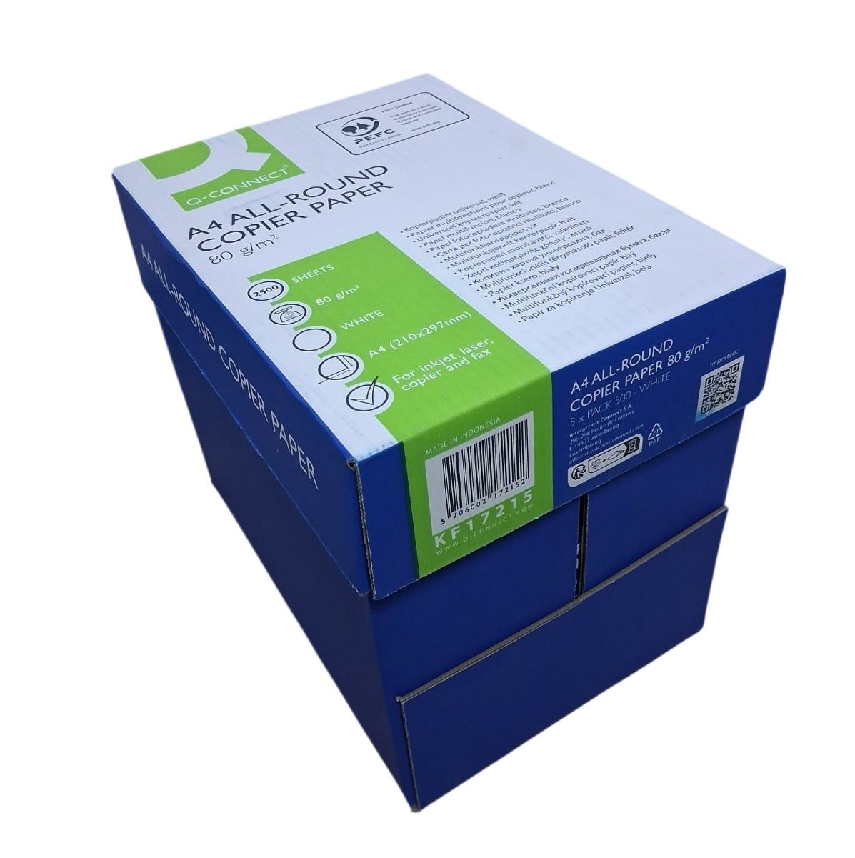 Бумага офисная Q-CONNECT А4 80 г/м2 500 л. 5 пачек (10191)