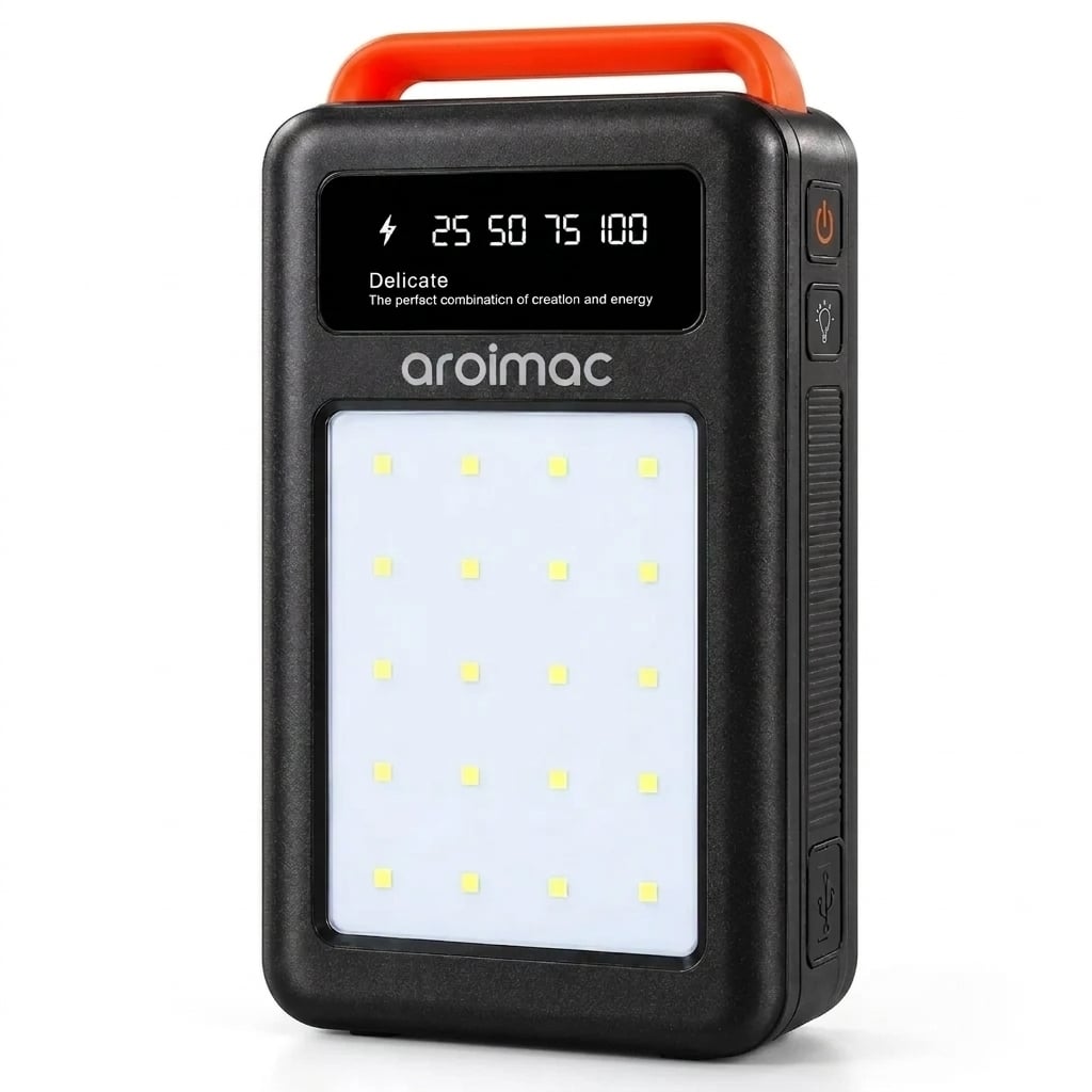 Повербанк Aroimac 100000 mAh USB-A/Type-C с LED-фонарем с цифровым дисплеем Черный (38786176)