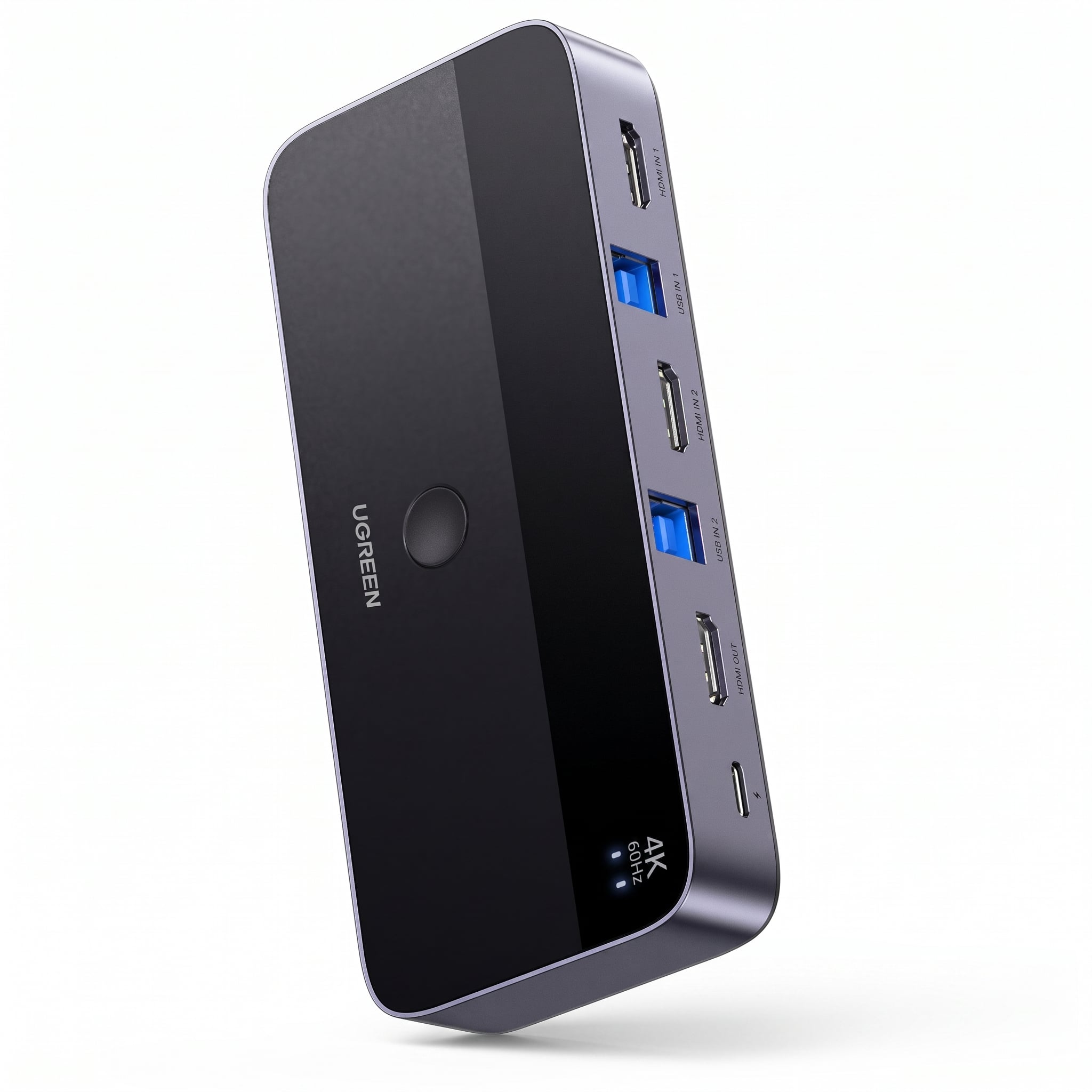 Переключатель-KVM HDMI UGREEN CM664-2 ПК и 1 монитор HDMI 2.0 USB 3.0/3 USB-A/1 USB-C с настольным контроллером HDR10+ Черный (15707)