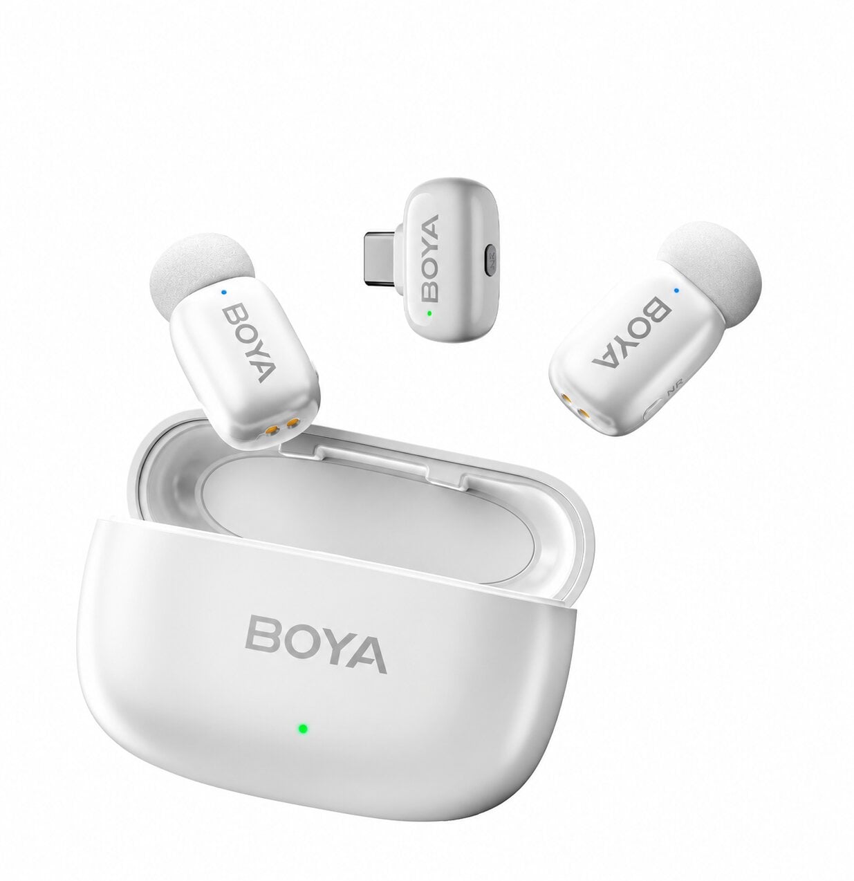 Микрофон петличный Boya mini 2 USB Type-C 2026 с зарядным кейсом для iPhone и Android беспроводной Белый (50078)
