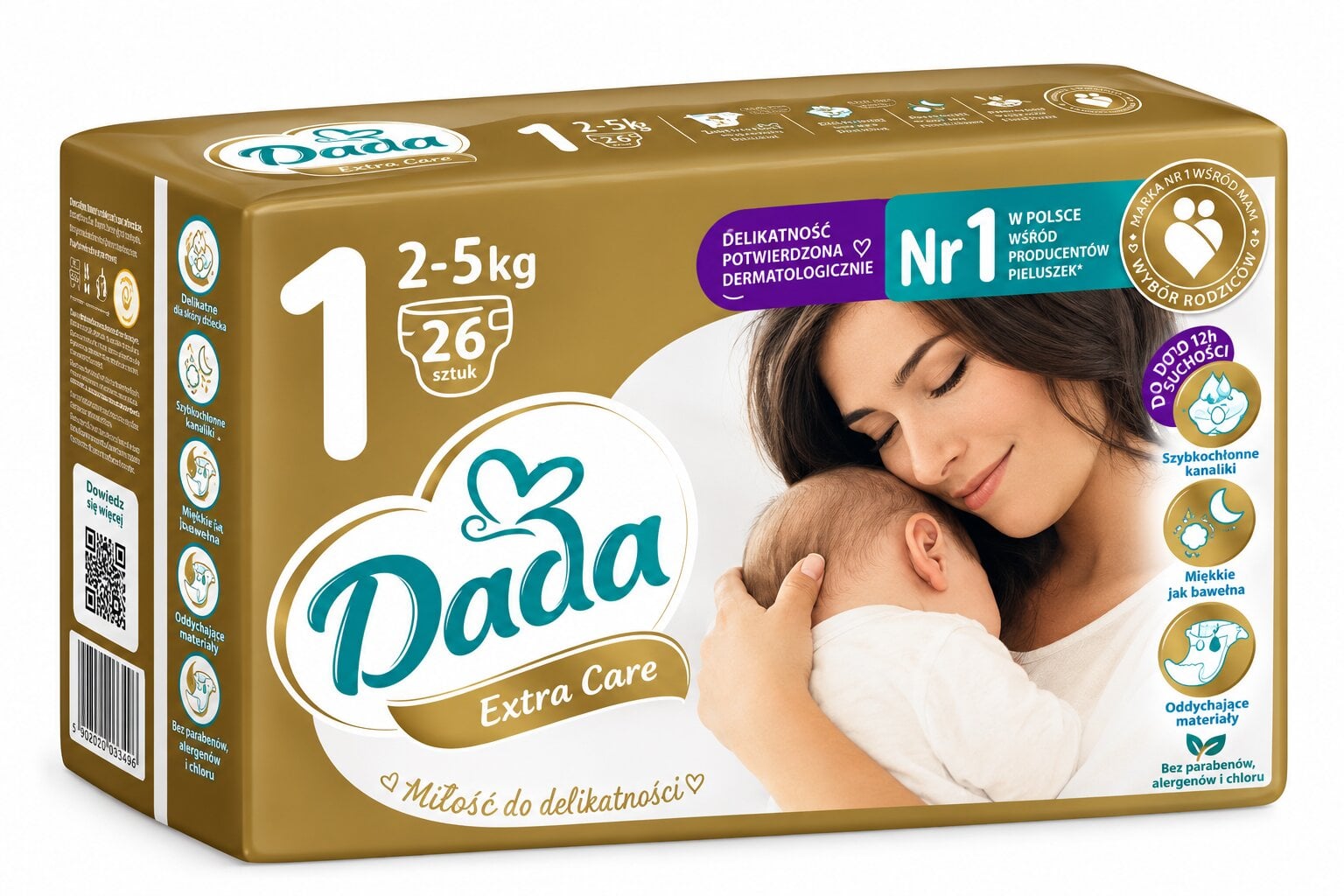 Підгузки для новонароджених Dada Extra Care р. 1 26 шт. 2-5 кг Підгузки для новонароджених Dada Extra Care р. 1 26 шт. 2-5 кг