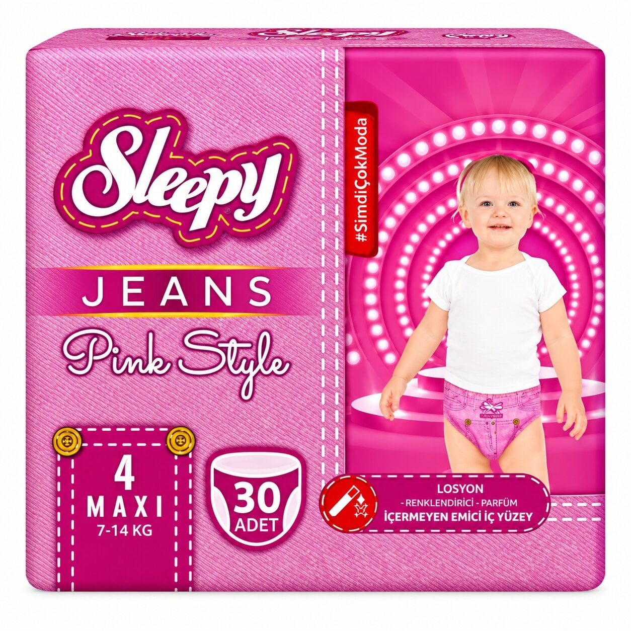 Подгузники-трусики Sleepy Jeans Pink Style maxi 4 7-14 кг 30 шт. Розовый (000006314)
