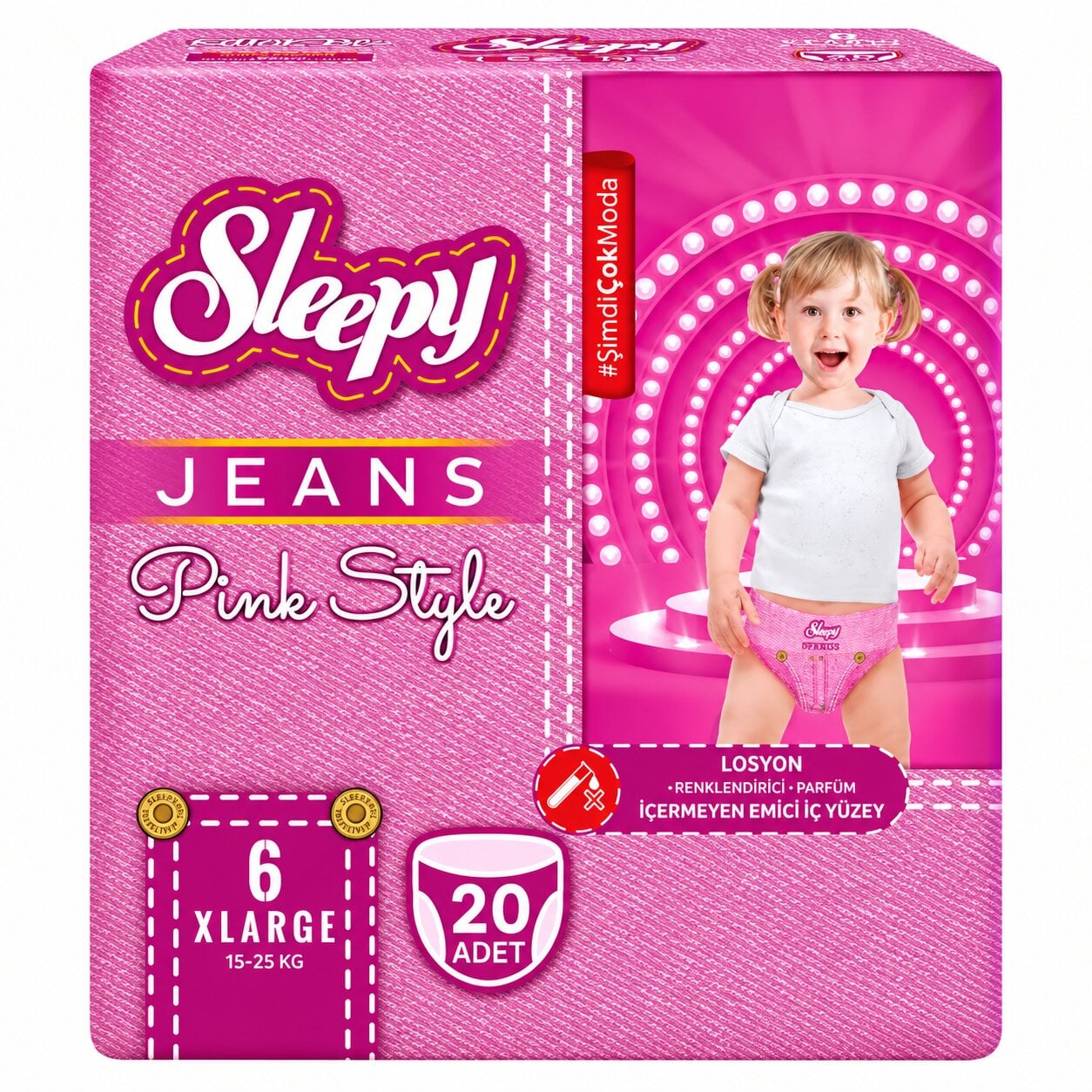 Подгузники-трусики Sleepy Jeans Pink Style XL 6 15-25 кг 20 шт.
