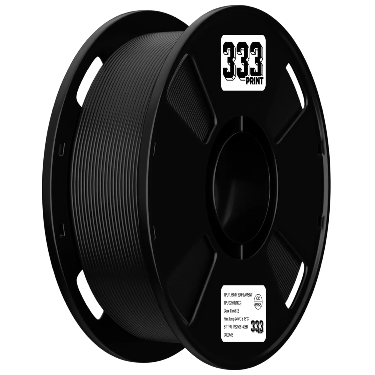 Пластик 333print TPU 95A 1,75 мм 1 кг Черный (UA3D669-Black)