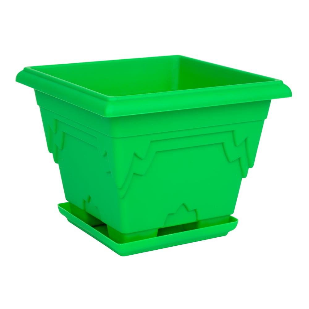 Кашпо с подставкой для цветов SoloPlast пластиковый комнатный 1,6 л Зеленый (00000036075)