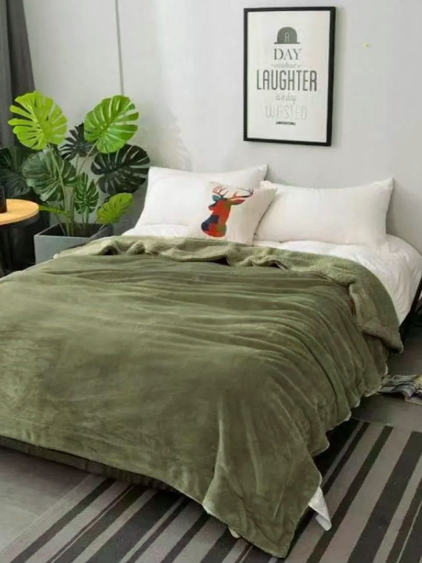 Плед двухсторонний Colorful Home Волна на овчине 200x230 см Оливковый (3091)
