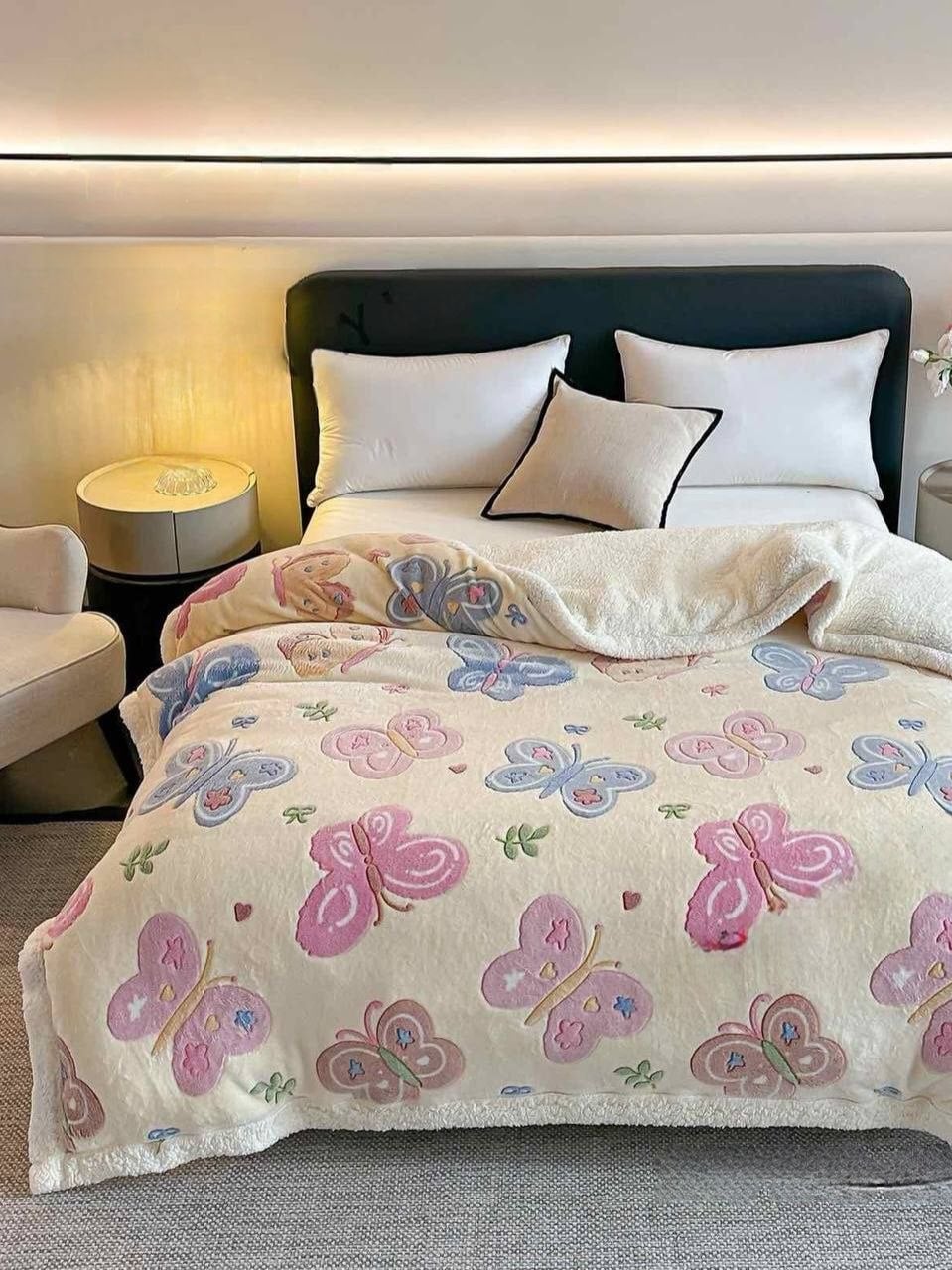 Плед-пододеяло на овчине Malloory Home 200x230 см Бабочки (3085)