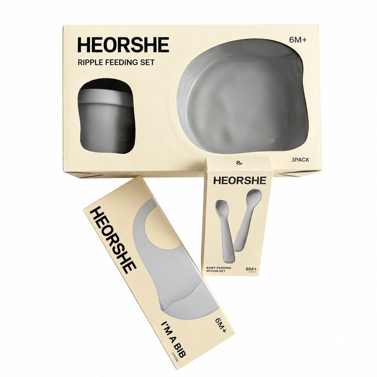 Подарочный набор для кормления HEORSHE Ripple Gray