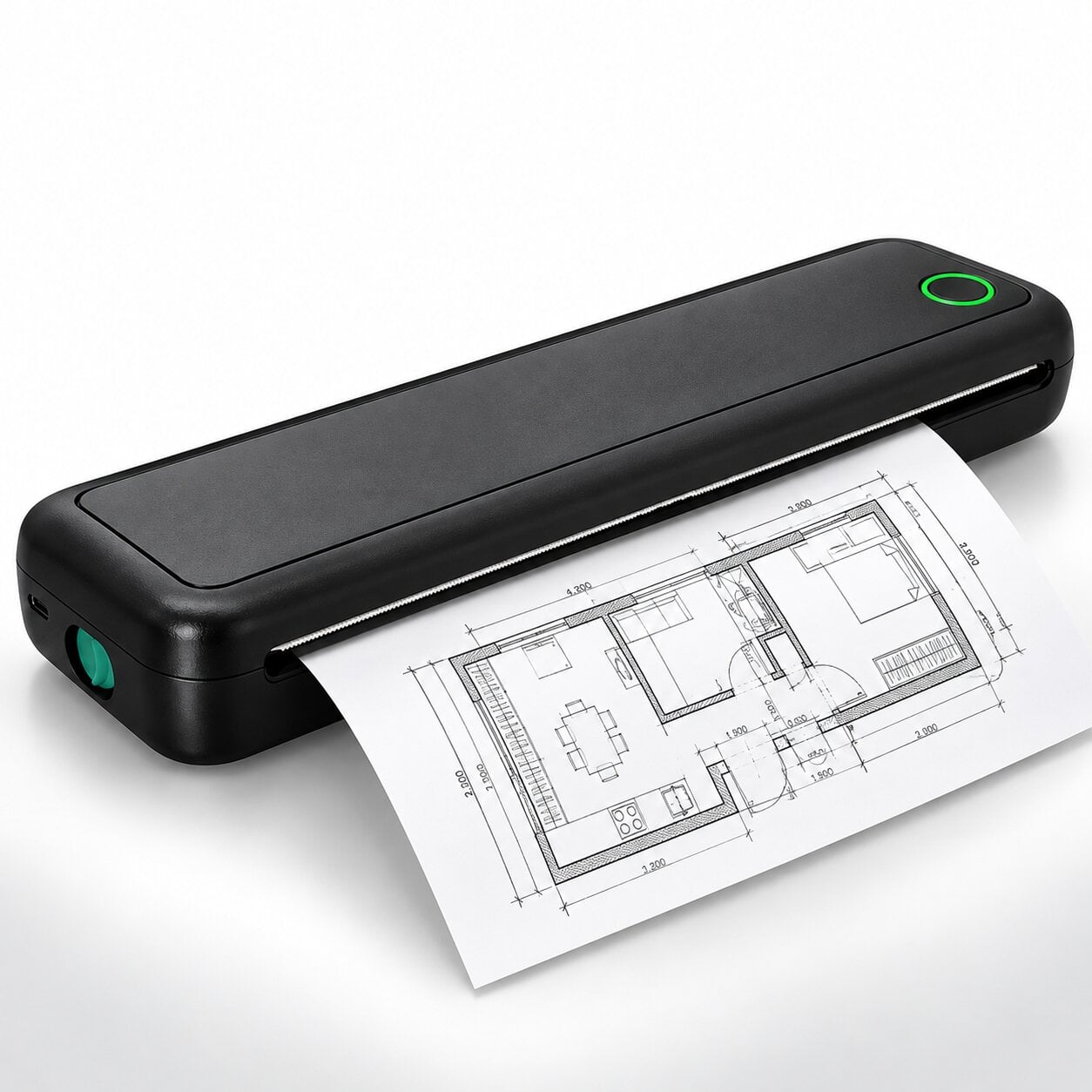 Термопринтер портативный A-43 A4 203 dpi Bluetooth аккумуляторный с рулоном термобумаги (A43)