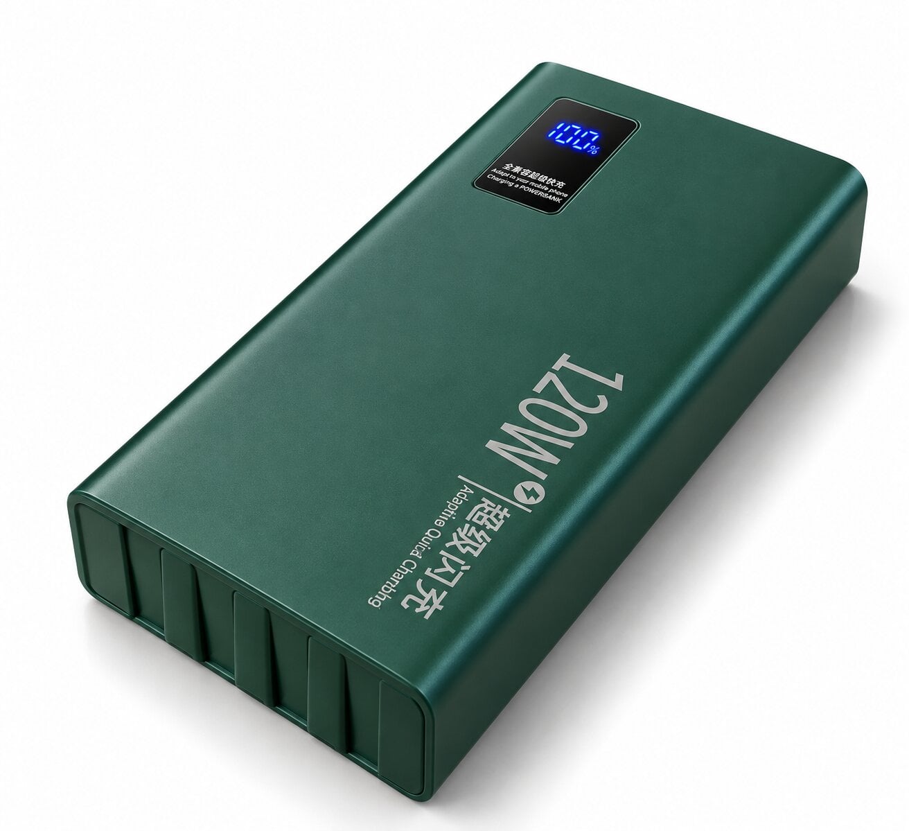 Повербанк зі швидкою зарядкою/вбудованими кабелями USB-C/Lightning/Micro-USB/цифровим дисплеєм 57000 mAh 120W Зелений (38816976)