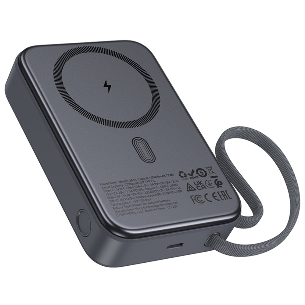 Повербанк Hoco Q44A 20000 mAh 45W беспроводная зарядка Серый (UBN20087)