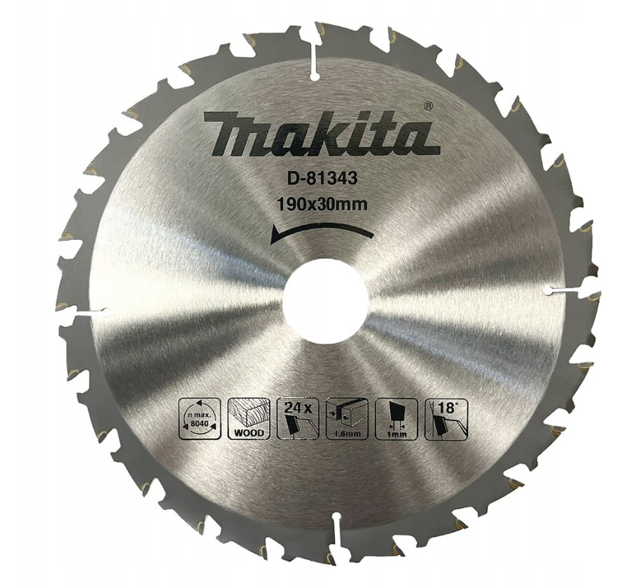 Диск пильный по дереву Makita D-81343 190x30 мм 24 зуба (18803922476)