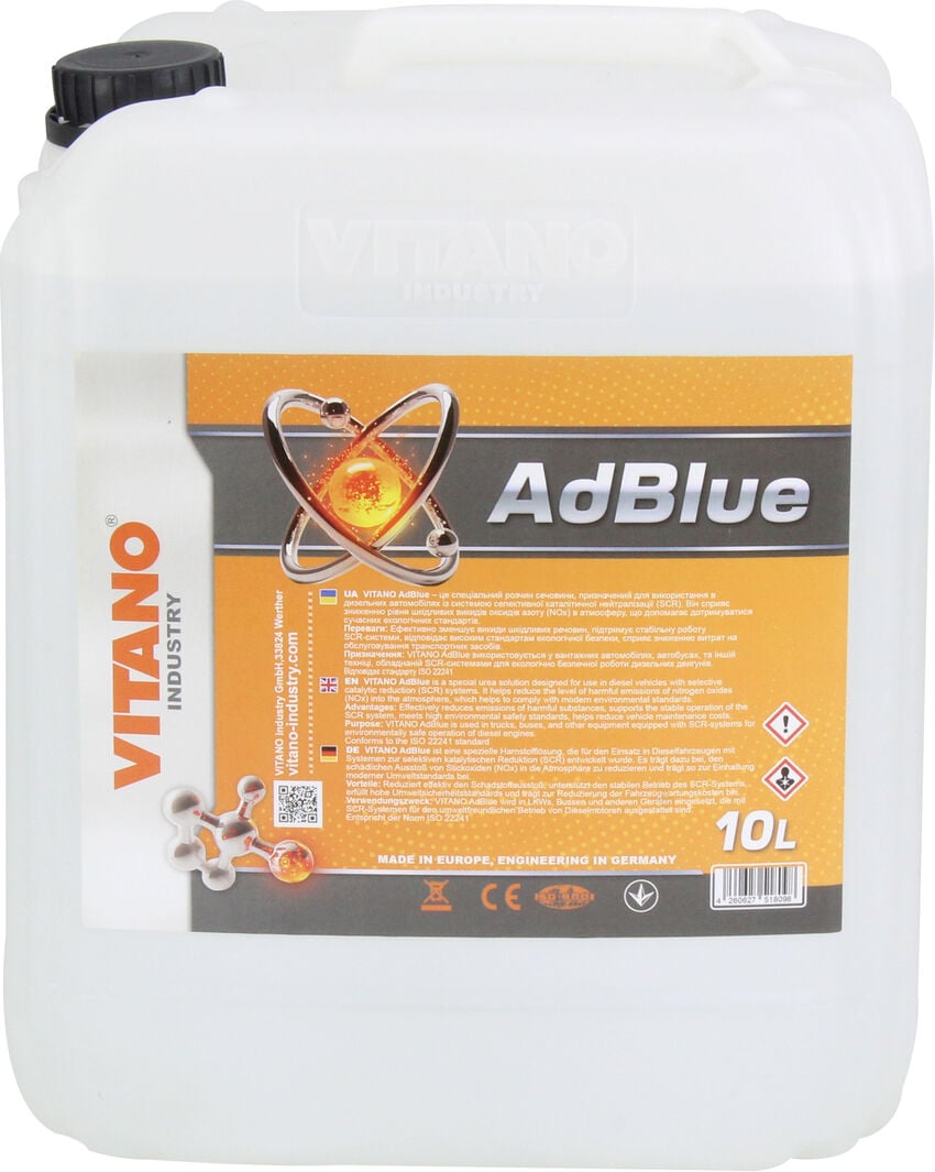 Рідина для системи Vitano SCR AdBlue для зниження викидів оксидів азоту 10 л