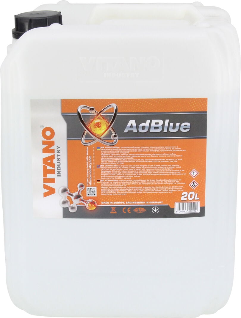 Жидкость системы Vitano SCR AdBlue для снижения выбросов оксидов азота 20 л