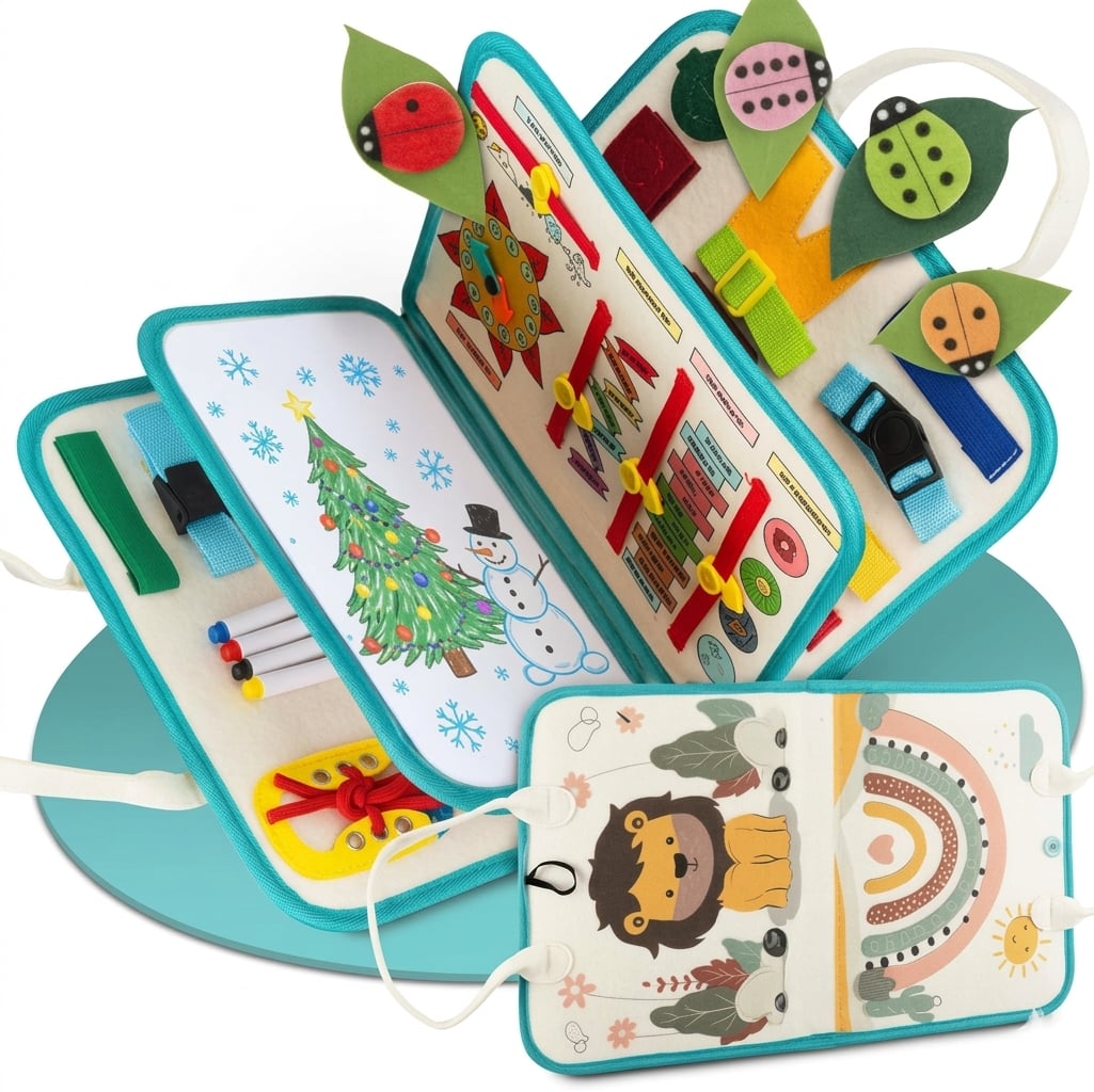 Книга для детей развивающая zoula kidz Montescori 6 страниц мягкий фетр