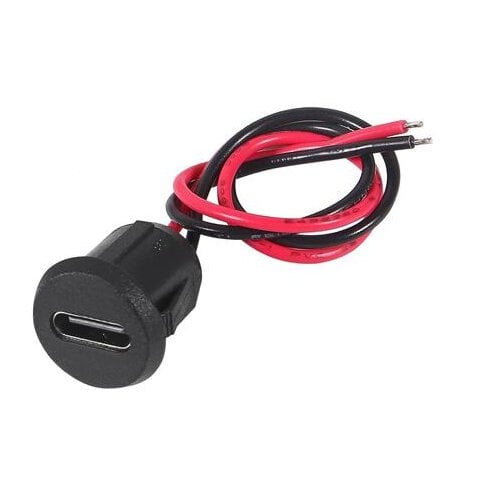 Разъем гнездо питания Type-C с проводом 2pin 24AWG 10 см 3A 5 шт. (1075153)