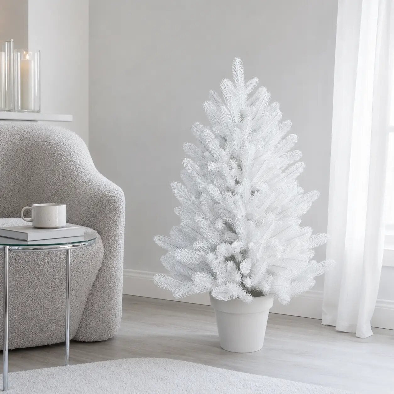 Елка литая искусственная HVOYA Elegant в горшке 90 см Белый (211N/90/W)