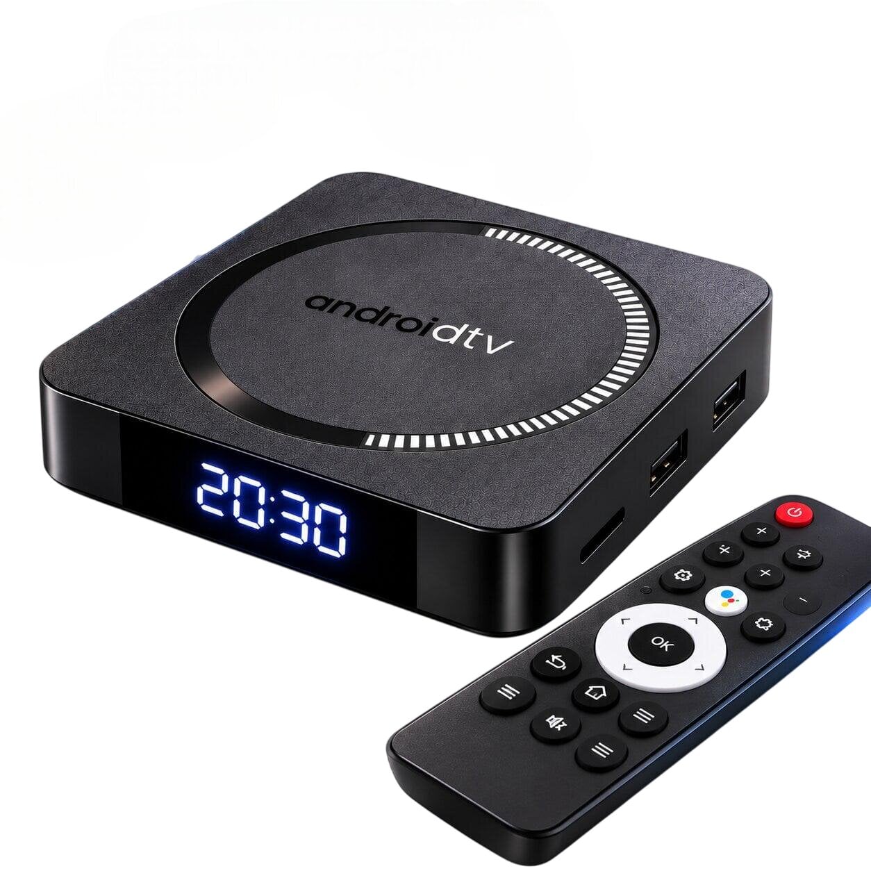 Смарт ТВ-приставка I96 Z18 Android TV 4/32 ГБ с поддержкой 4K, Wi-Fi 2.4/5 ГГц с цифровым LED-дисплеем и пультом ДУ (M17973)