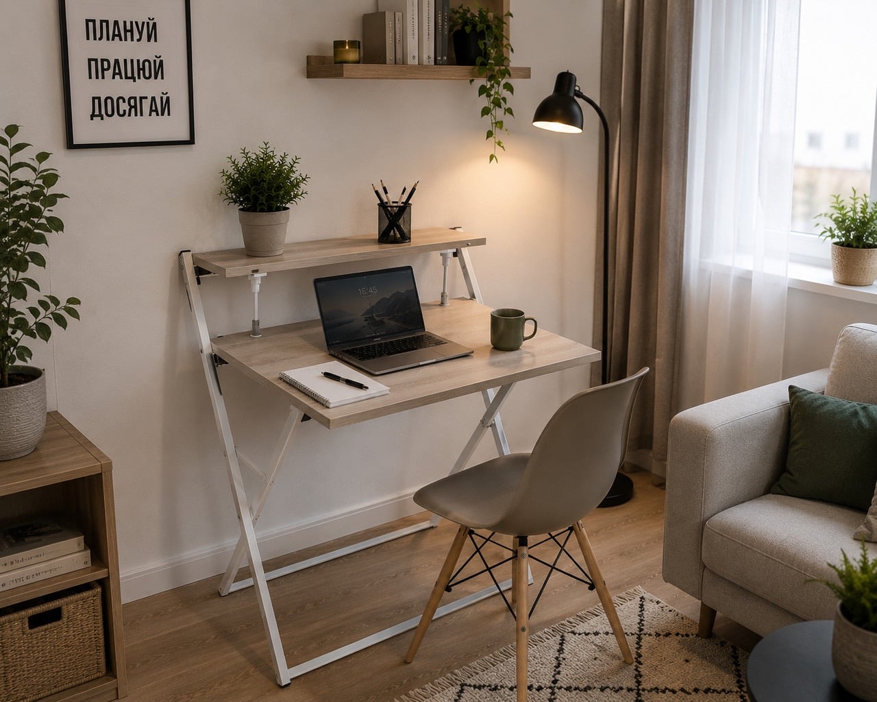Письменный стол складной для маленькой комнаты Mebels Room Сонома