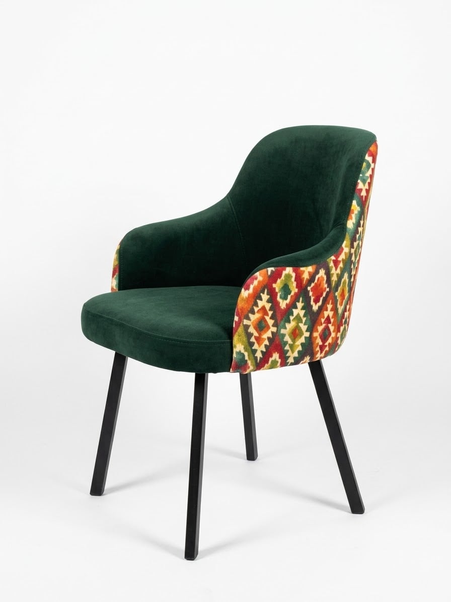 Стул-кресло Рио с акцентной спинкой Bari Mebli 81×57×61 см Зеленый (55555)