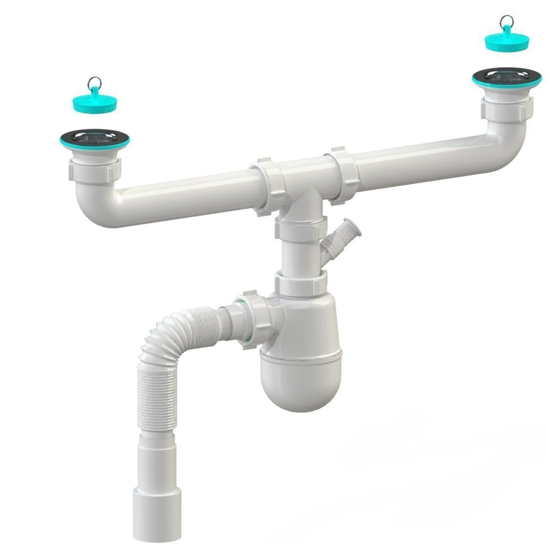 Сифон для мойки SoloPlast К-1410 двойной выпуск d 40/50 600 мм (SQ-1003944)