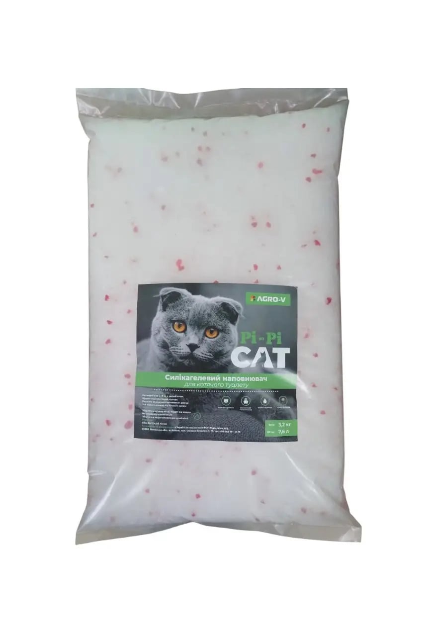 Наповнювач для котячого туалету силікагелевий Pi-Pi Cat алоє/полуниця/океан 3,2 кг 7,6 л