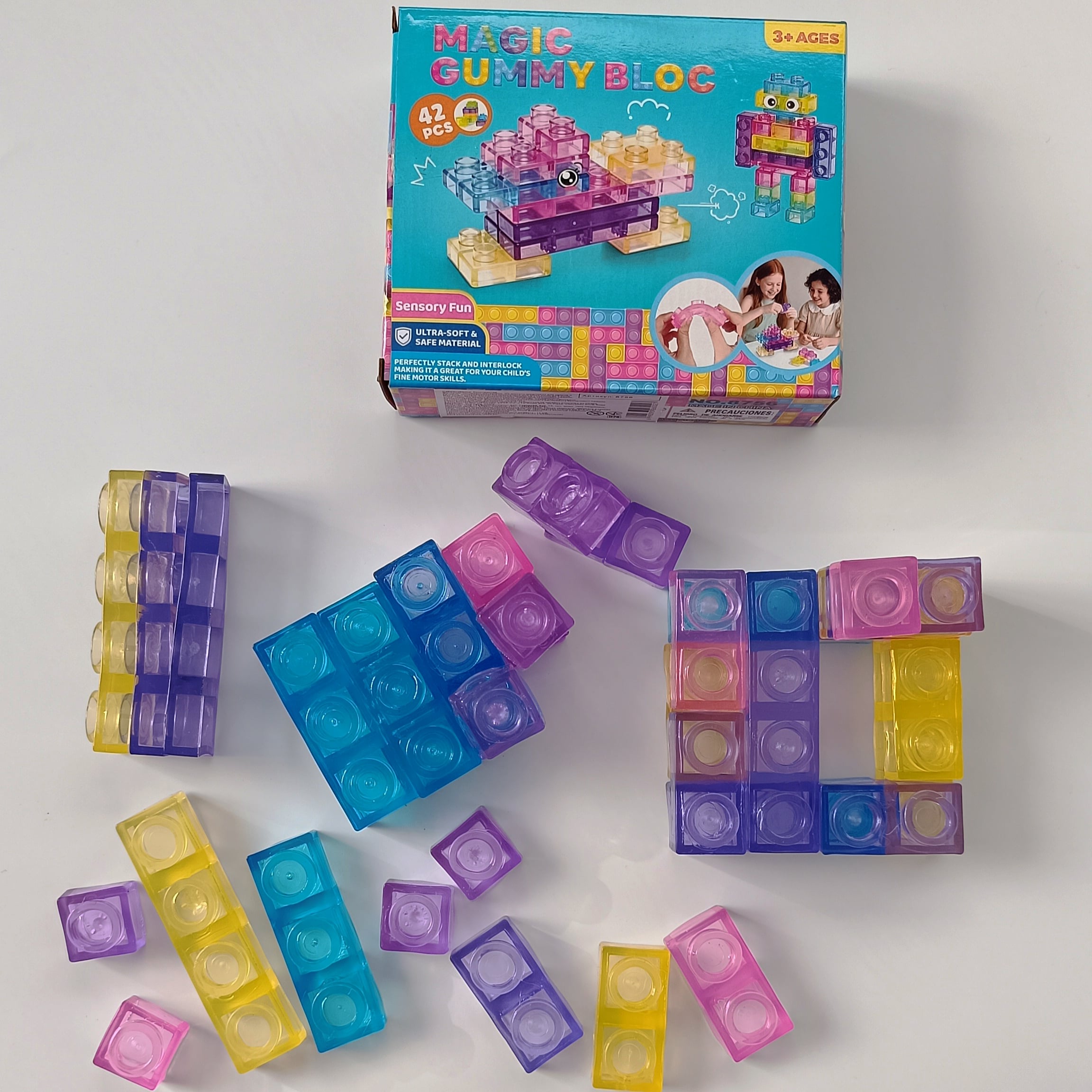 Конструктор силиконовый Magic Gummy Bloc 42 детали мягкие цветные блоки для детей (38519779)