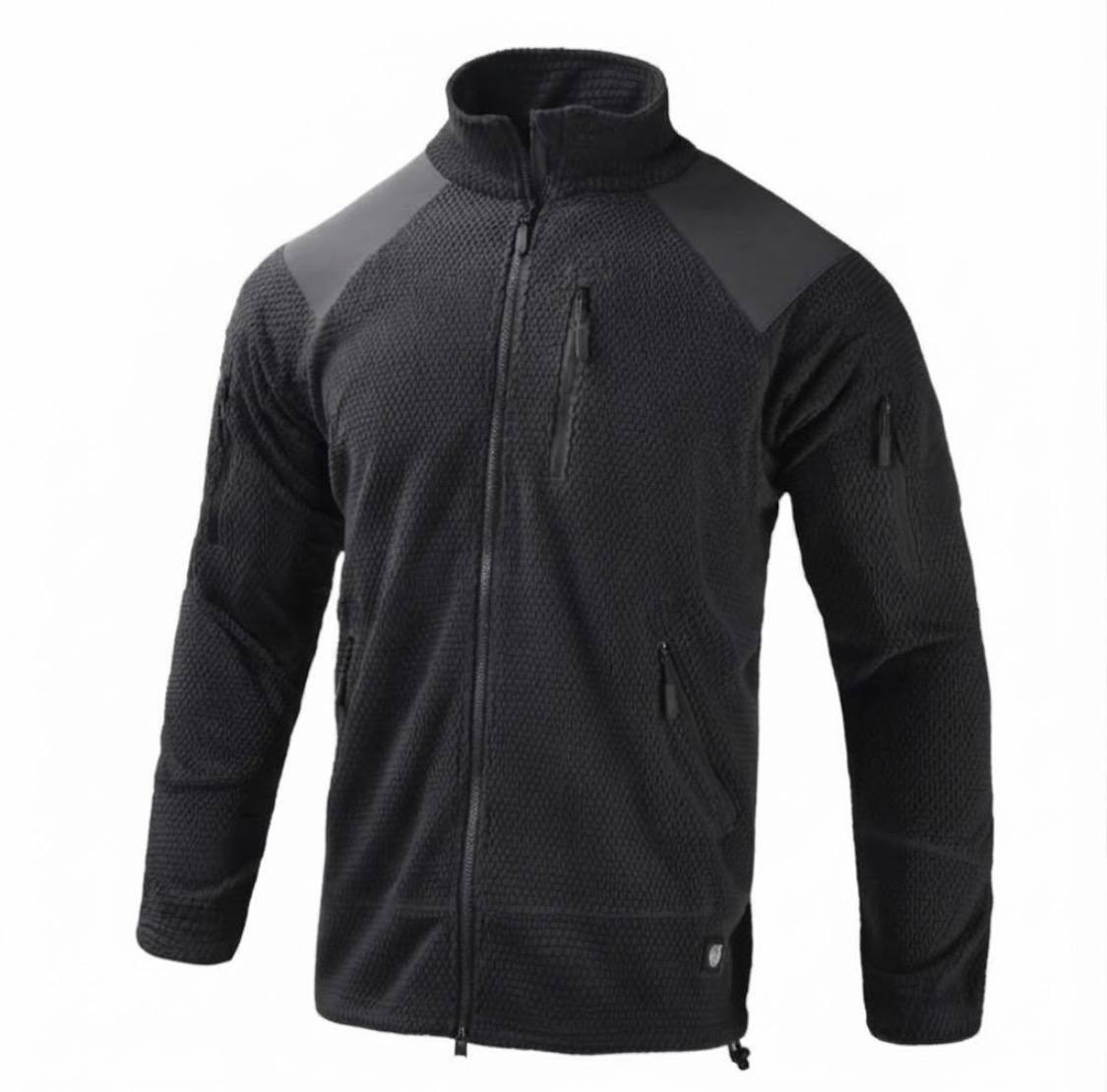 Кофта флиска тактическая Han-Wild Grid Fleece вафельный флис/соты с защитными накладками 2XL Черный