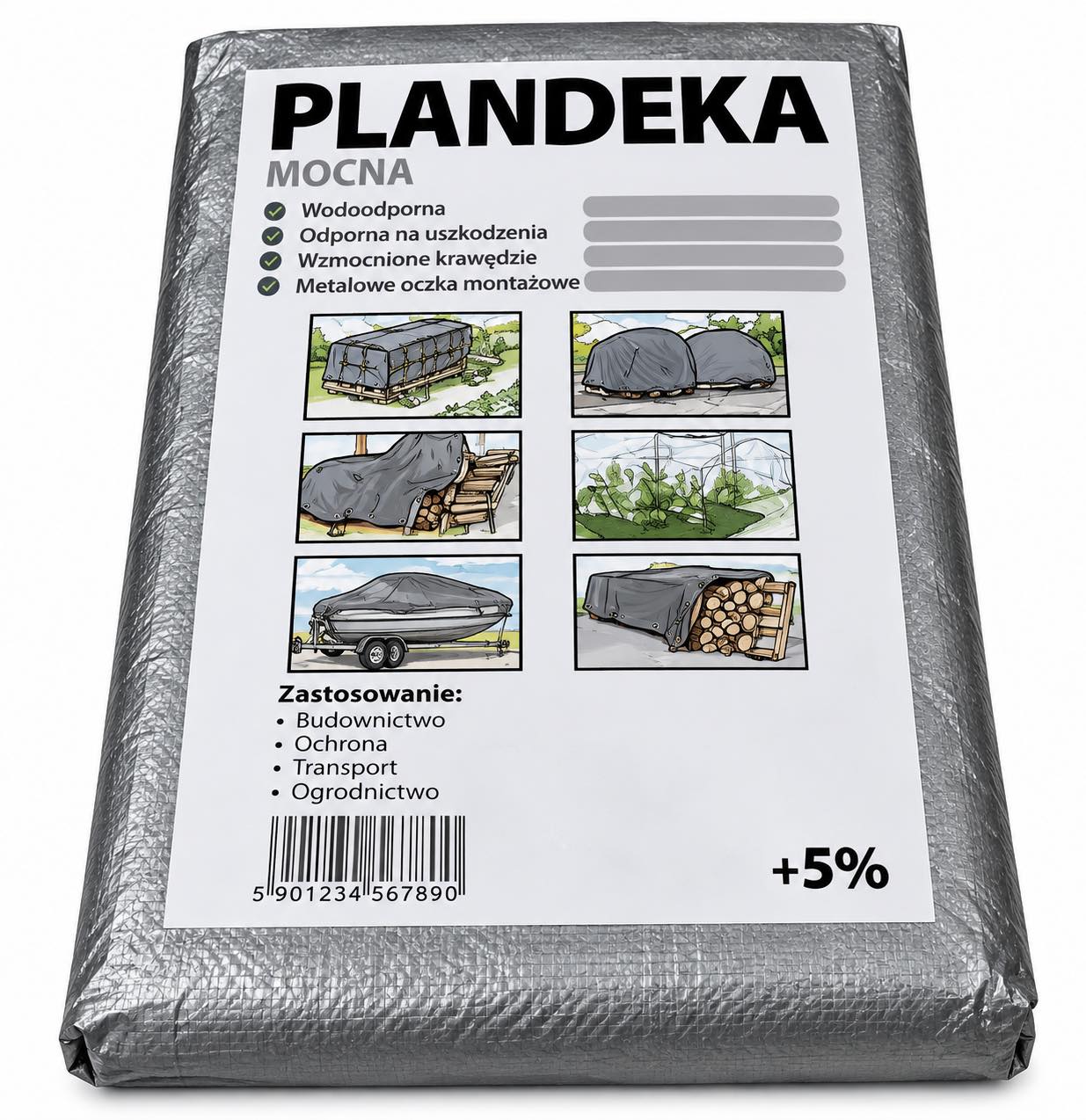 Тент Plandeka с люверсами полипропиленовый 100г/м² 3х4 м