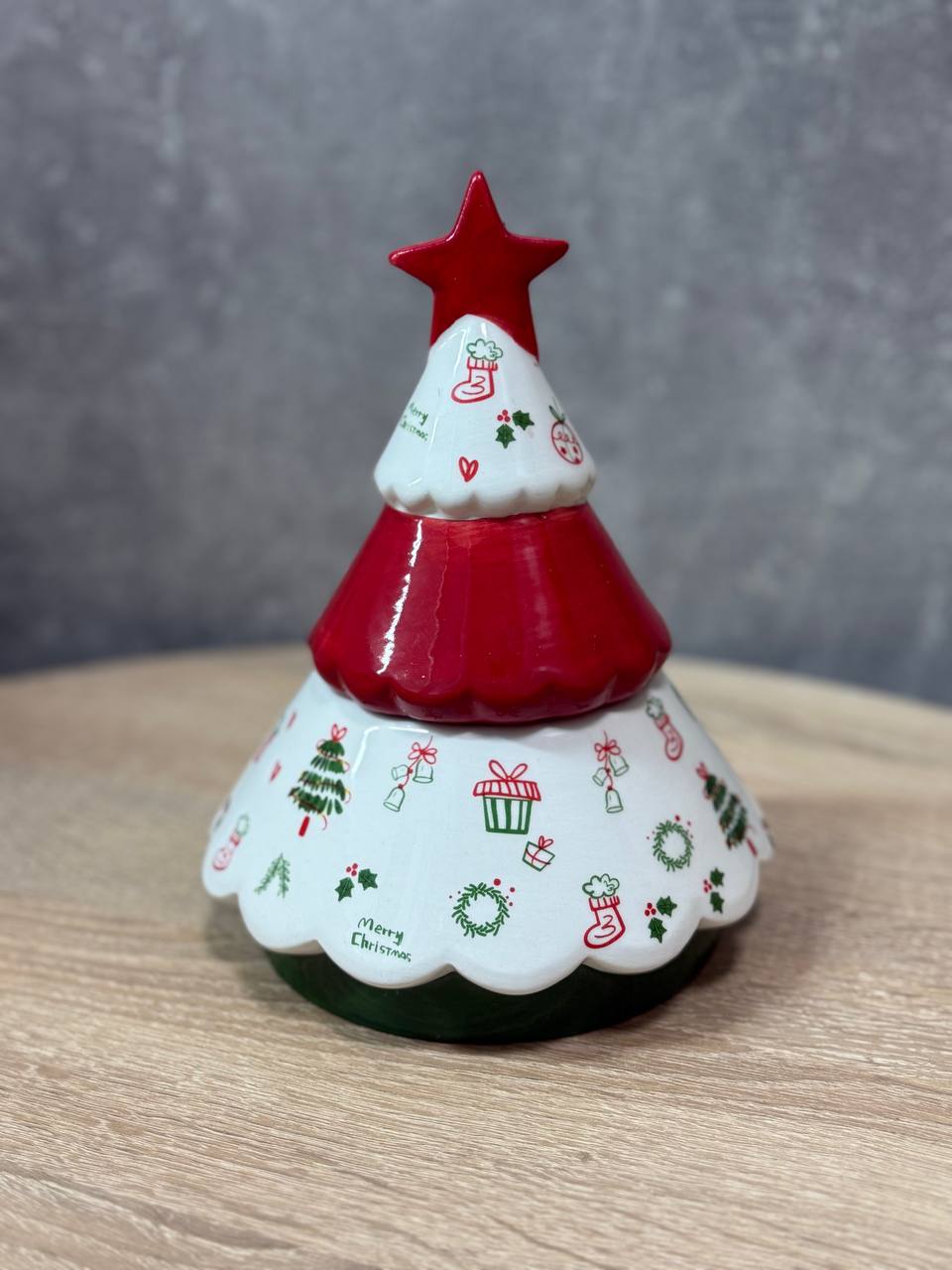 Сахарница новогодняя Yiwu Christmas фарфоровая 700 мл Белый/Красный (CR-1-21)