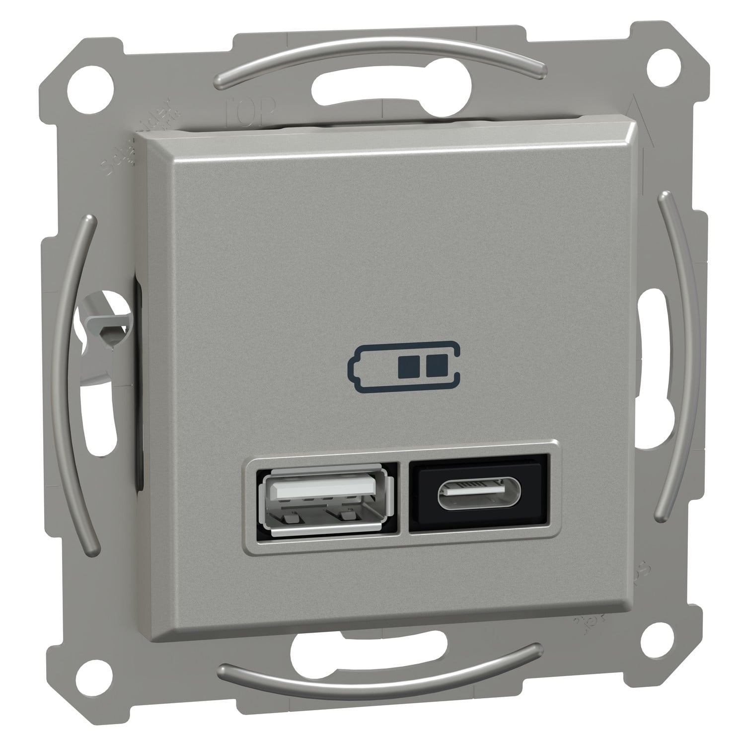 Розетка USB Schneider Electric Asfora тип A+C 21 Вт Алюміній (EPH2700561)