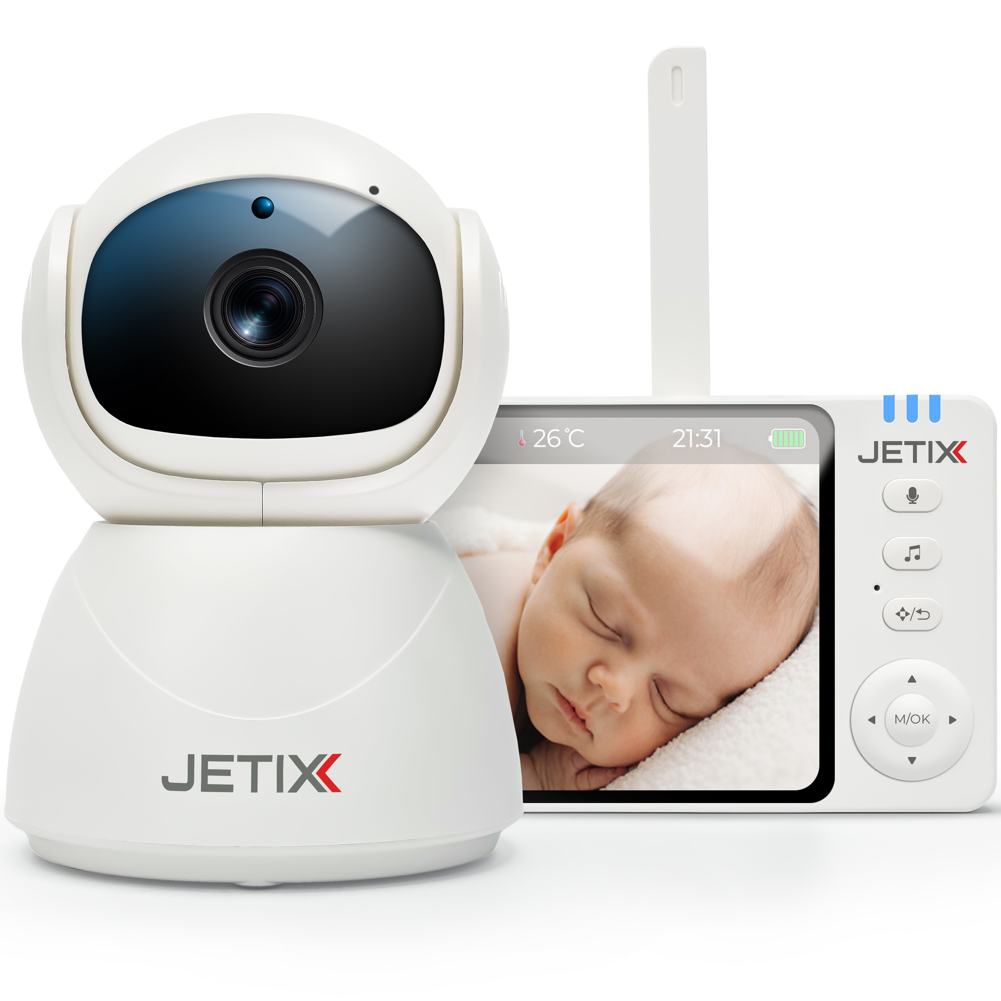 Видеоняня JETIX BabyCam 5 поворотная с двусторонней связью до 300 м и 5" HD экраном (BC01)