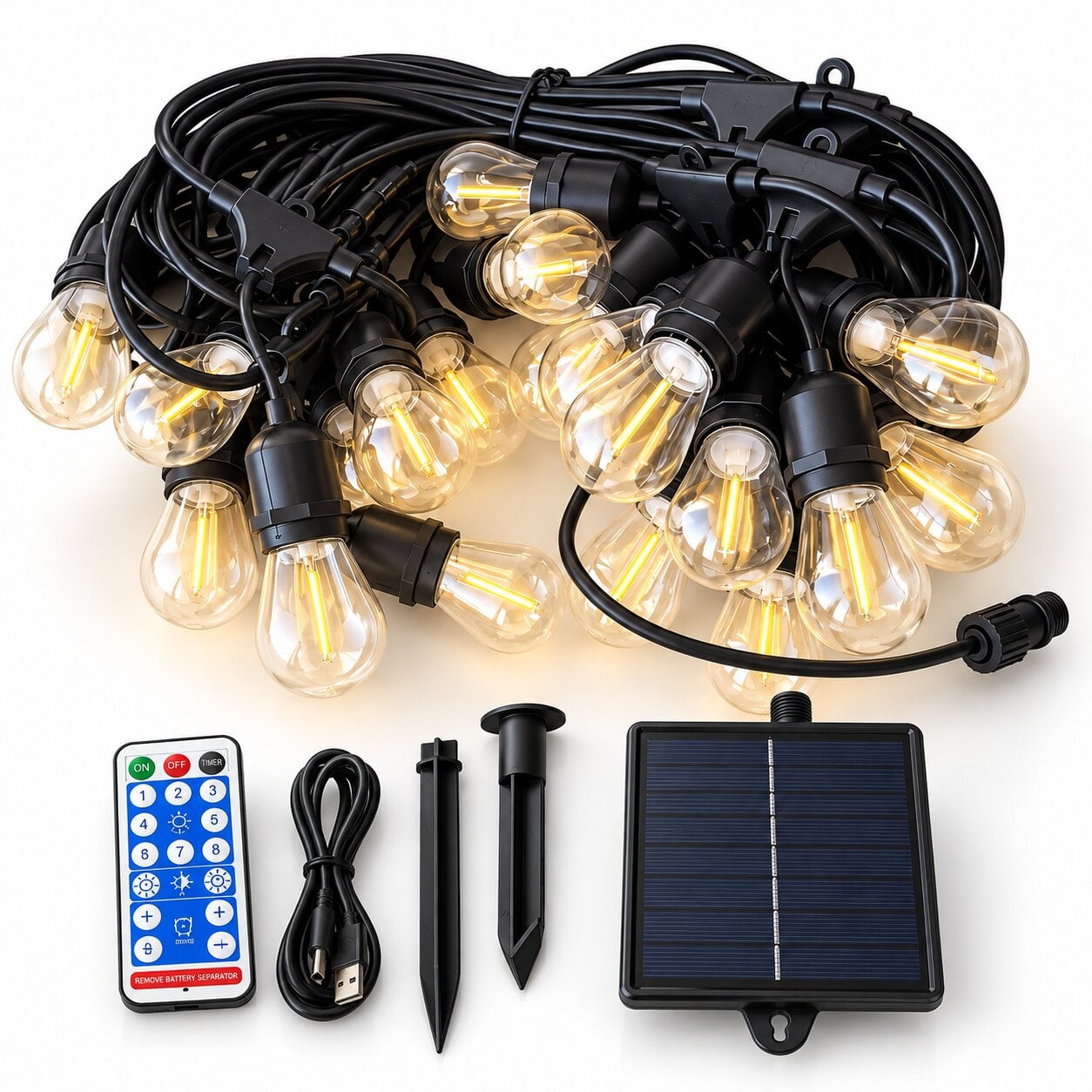 Гирлянда уличная на солнечной батарее AND6271-2 10 м 20 LED Теплый белый (YL62712)